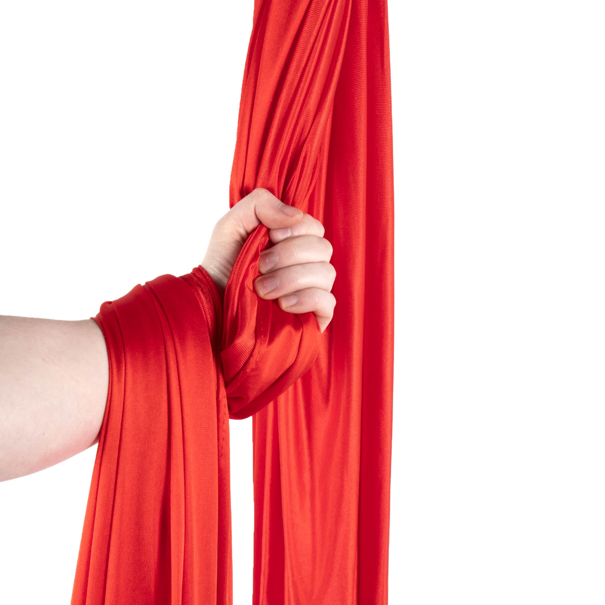 Red hammock in hand