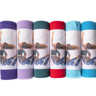6 different colour variant stretching silks in line