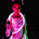 performer with pixelwhip wrapped around them