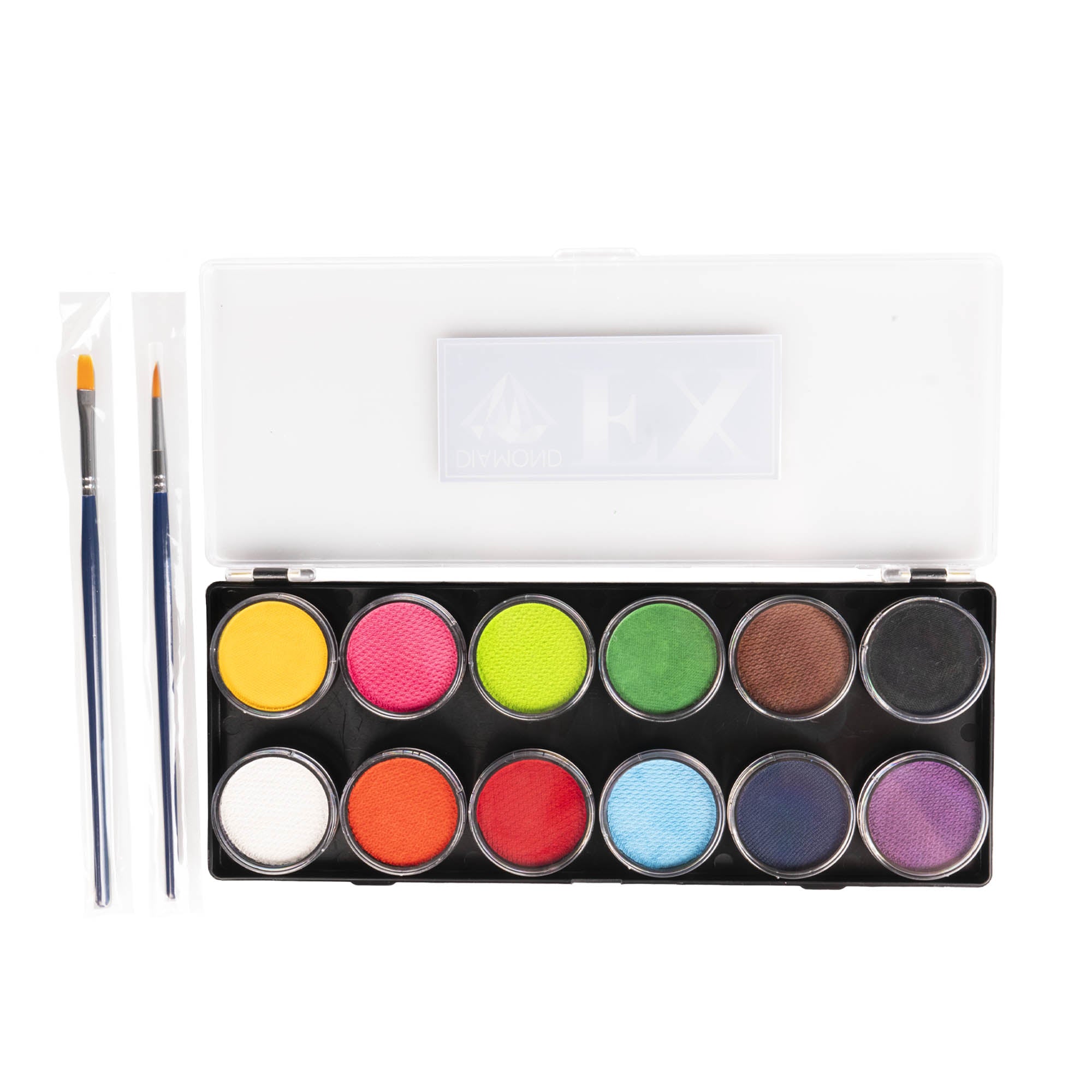 Diamond FX 12 Colour Palette open with the paint brushes at the side of the palette