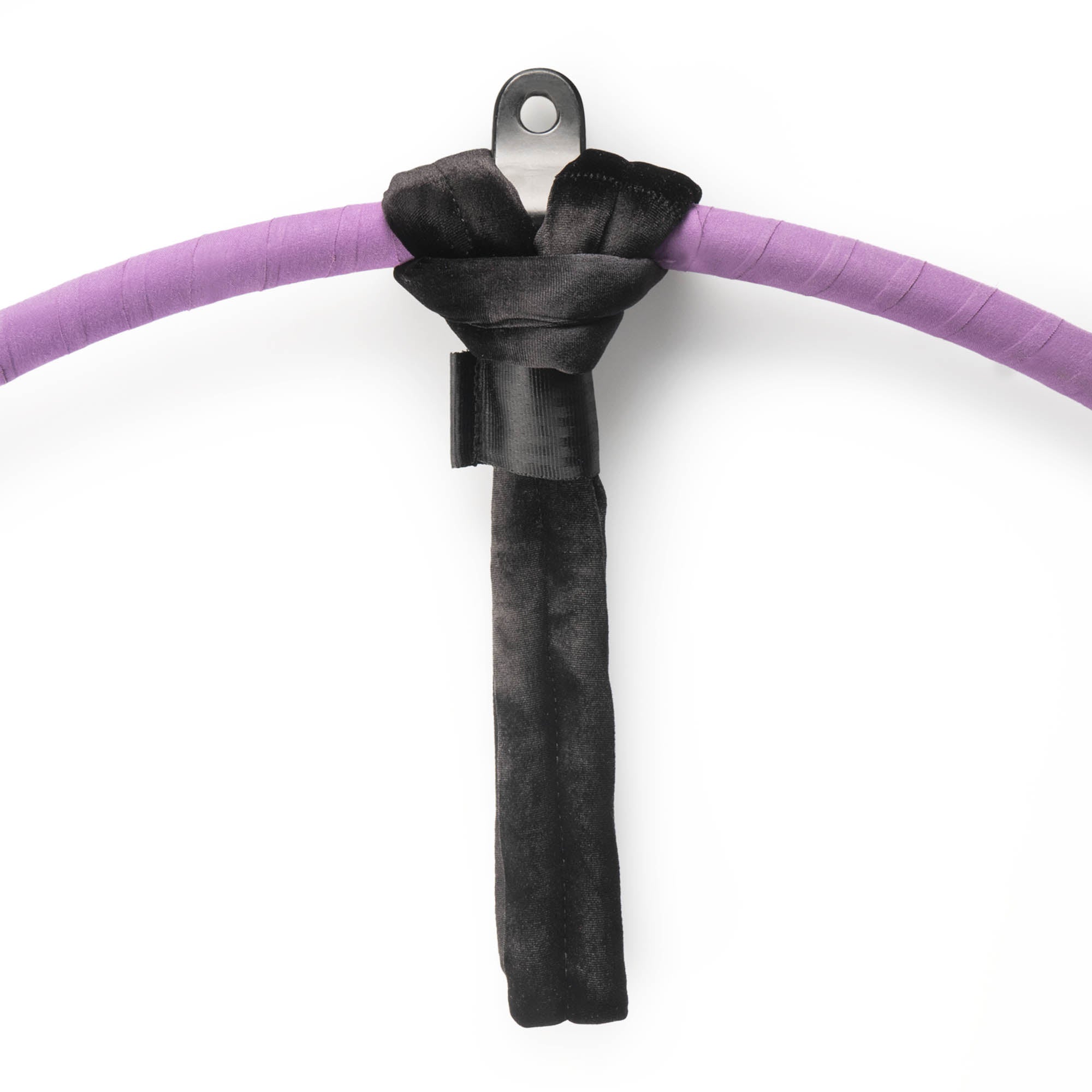 Black velvet hand loop attached to hoop